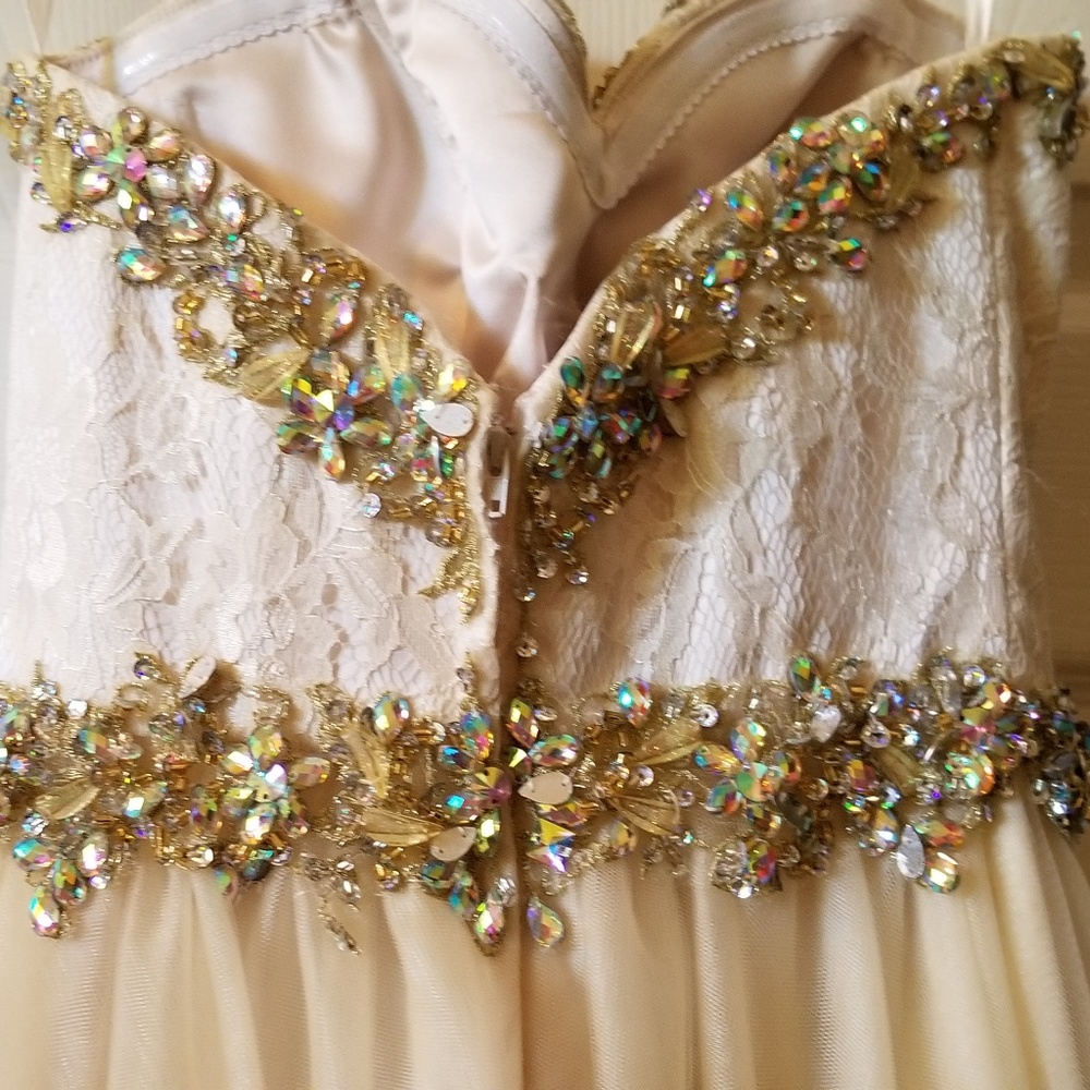 Madison James prom dress size 2 ivory jewels - Picture 4 of 7
